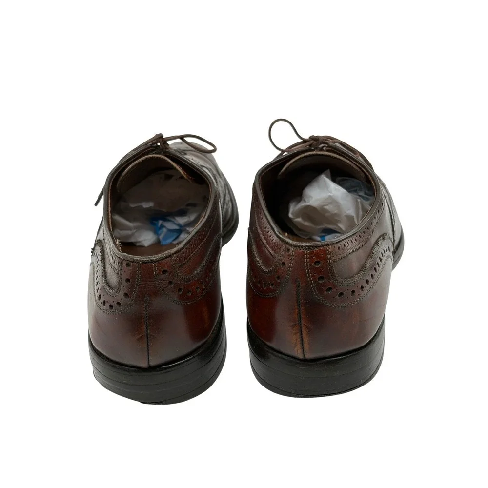 Allen Edmonds McAllister Burgundy Brown Leather Wingtip Brogue Oxford Shoes 11 B